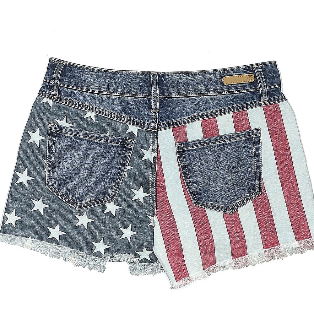 Distressed True Craft American Flag Jean Shorts